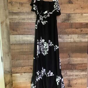 MM Couture by Miss Me black and white floral strapless‎ dress, small